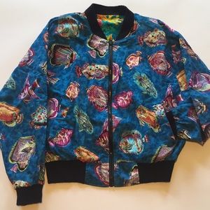 Women’s Vintage Fish Print Reversible Jacket